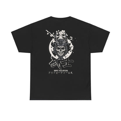 Drippy Tees Samurai Skull Shirt Double Sided Unisex Heavy Cotton Tee