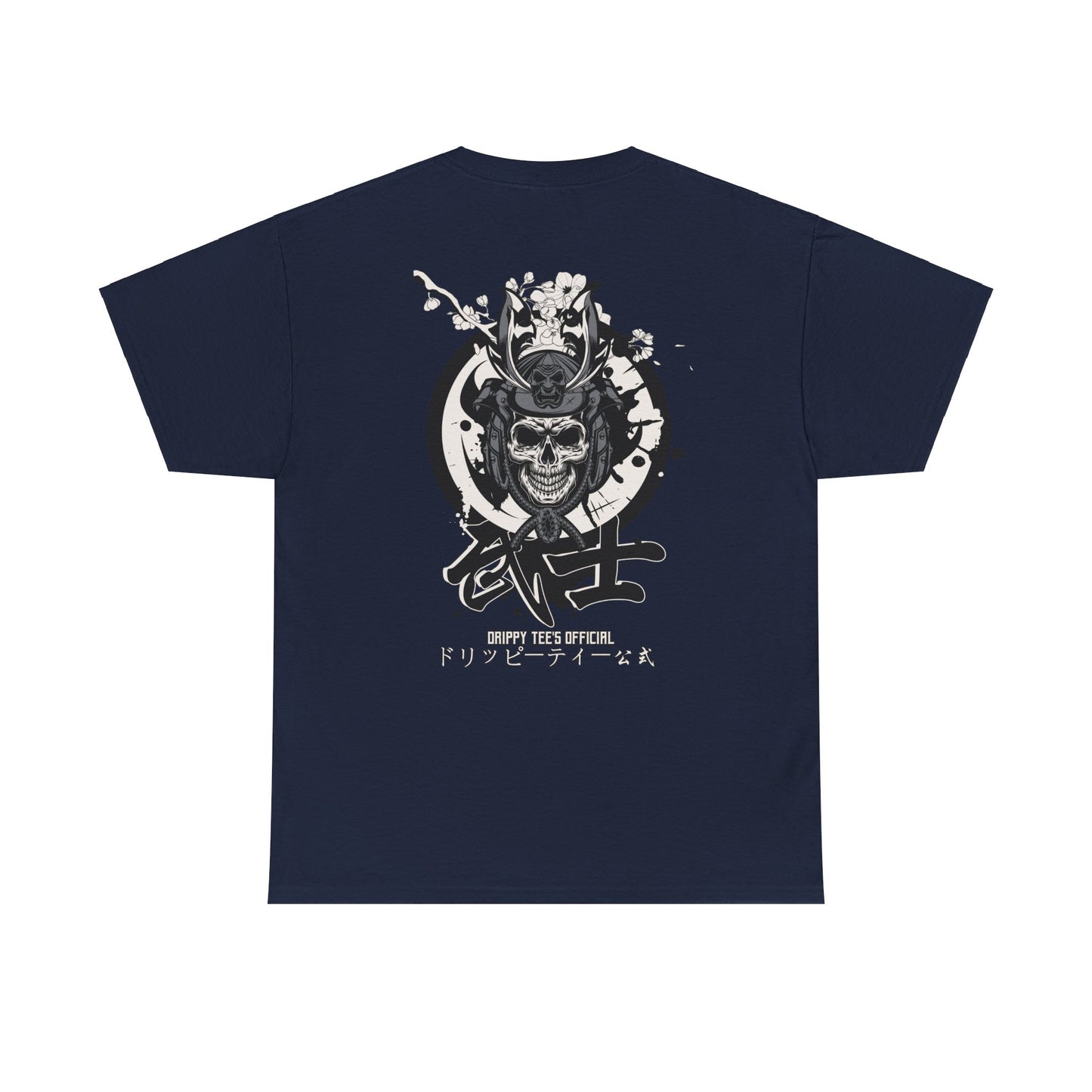 Drippy Tees Samurai Skull Shirt Double Sided Unisex Heavy Cotton Tee