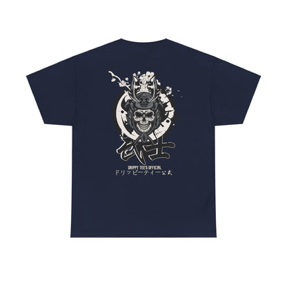 Drippy Tees Samurai Skull Shirt Double Sided Unisex Heavy Cotton Tee