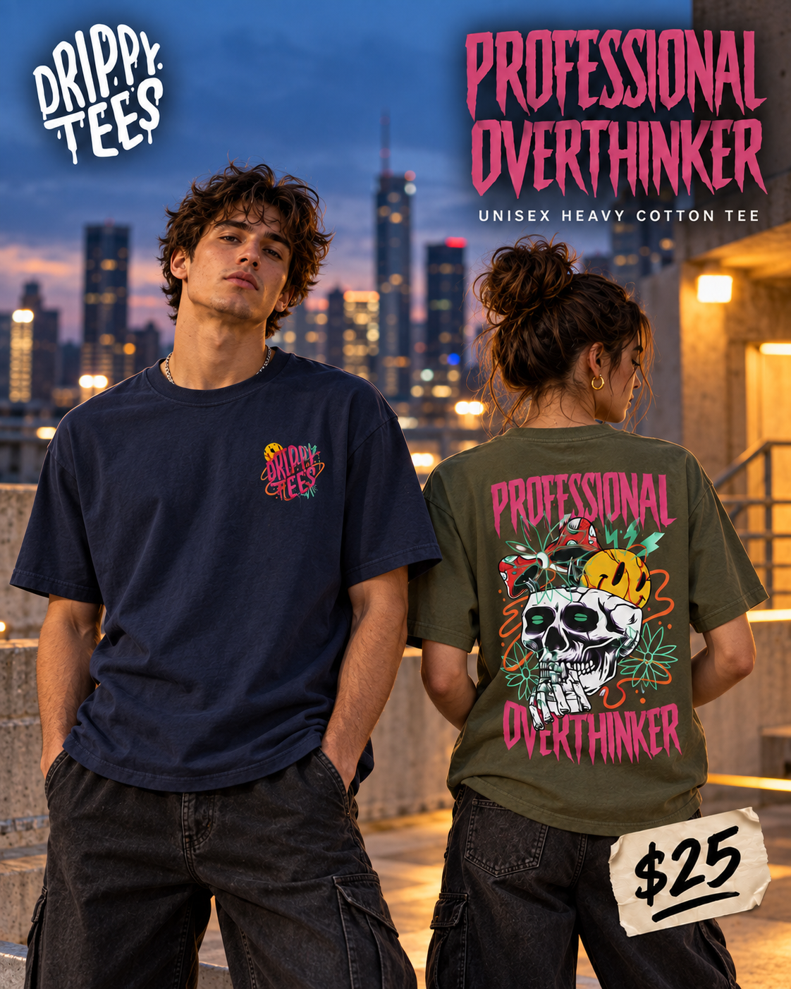 Drippy Tee's Professional Overthinker Unisex Heavy Cotton Tee