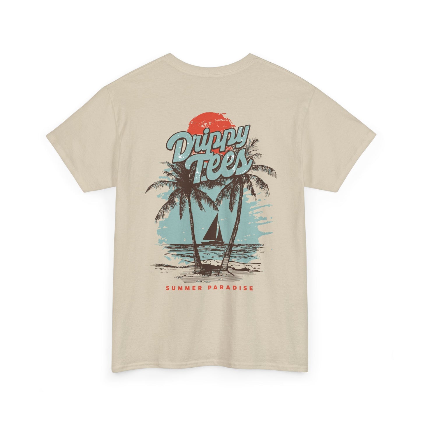 Drippy Tee's Summer Paradise Unisex Heavy Cotton Tee - Retro Beach Vibe Shirt
