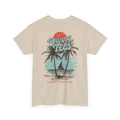 Drippy Tee's Summer Paradise Unisex Heavy Cotton Tee - Retro Beach Vibe Shirt