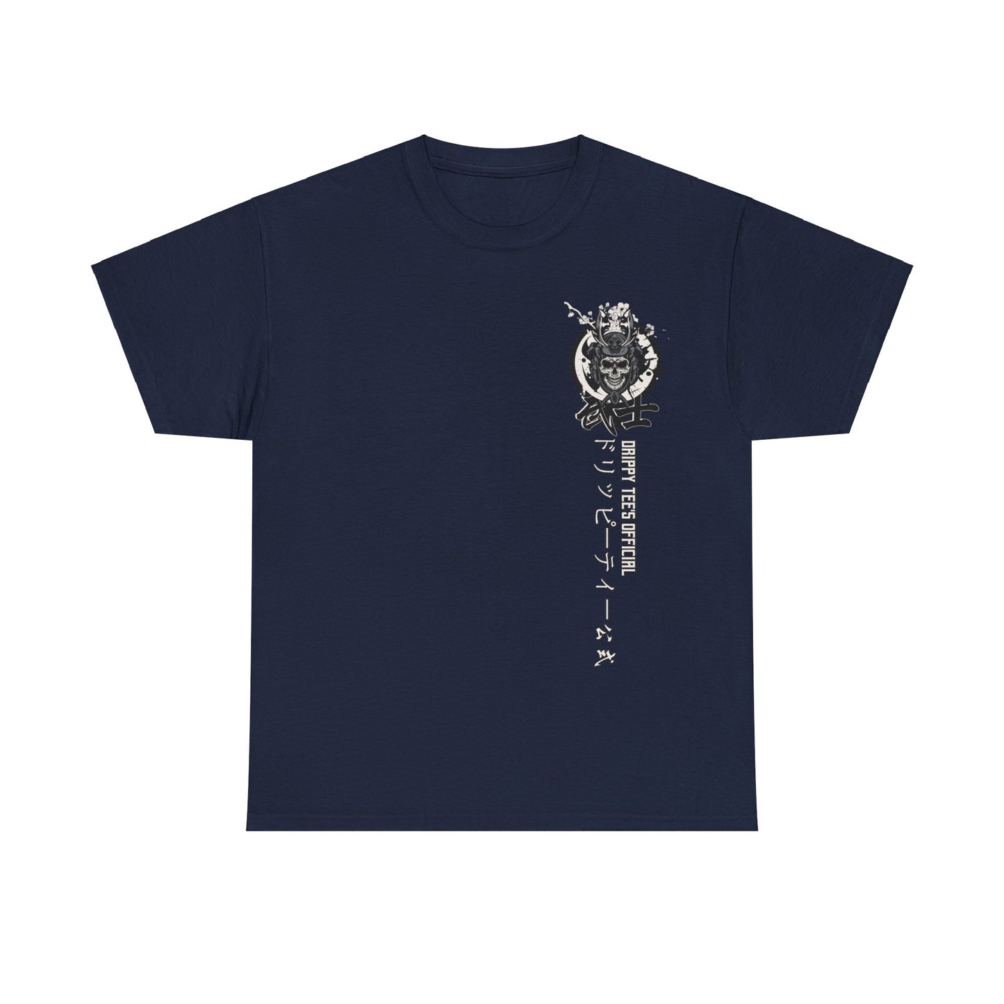 Drippy Tees Samurai Skull Shirt Double Sided Unisex Heavy Cotton Tee