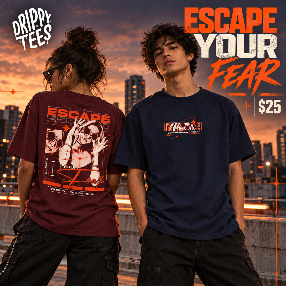Drippy Tee's Escape Your Fear Unisex Heavy Cotton Tee