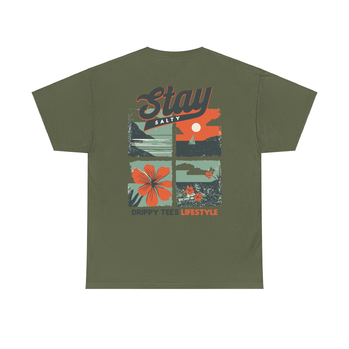Drippy Tee's Stay Salty Unisex Heavy Cotton Tee - Casual Summer Vibes T-Shirt