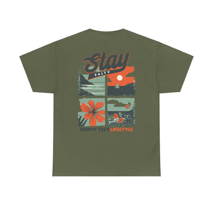 Drippy Tee's Stay Salty Unisex Heavy Cotton Tee - Casual Summer Vibes T-Shirt