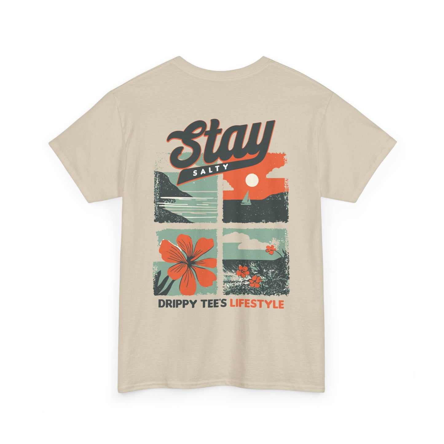 Drippy Tee's Stay Salty Unisex Heavy Cotton Tee - Casual Summer Vibes T-Shirt