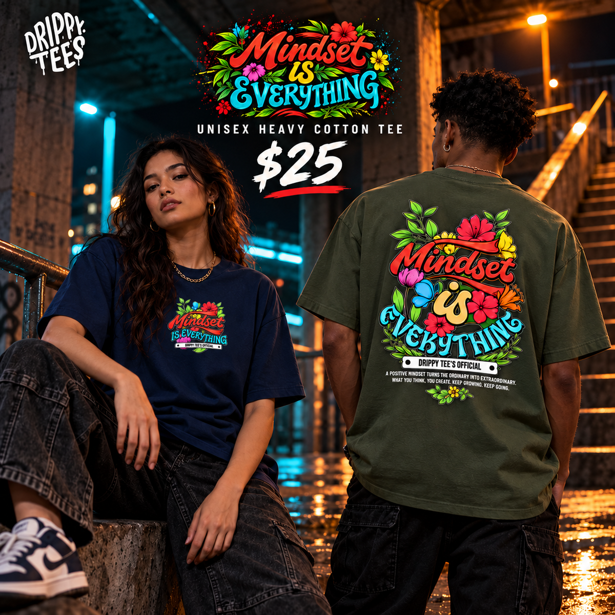 Drippy Tee's Mindset Is Everything Unisex Heavy Cotton Tee