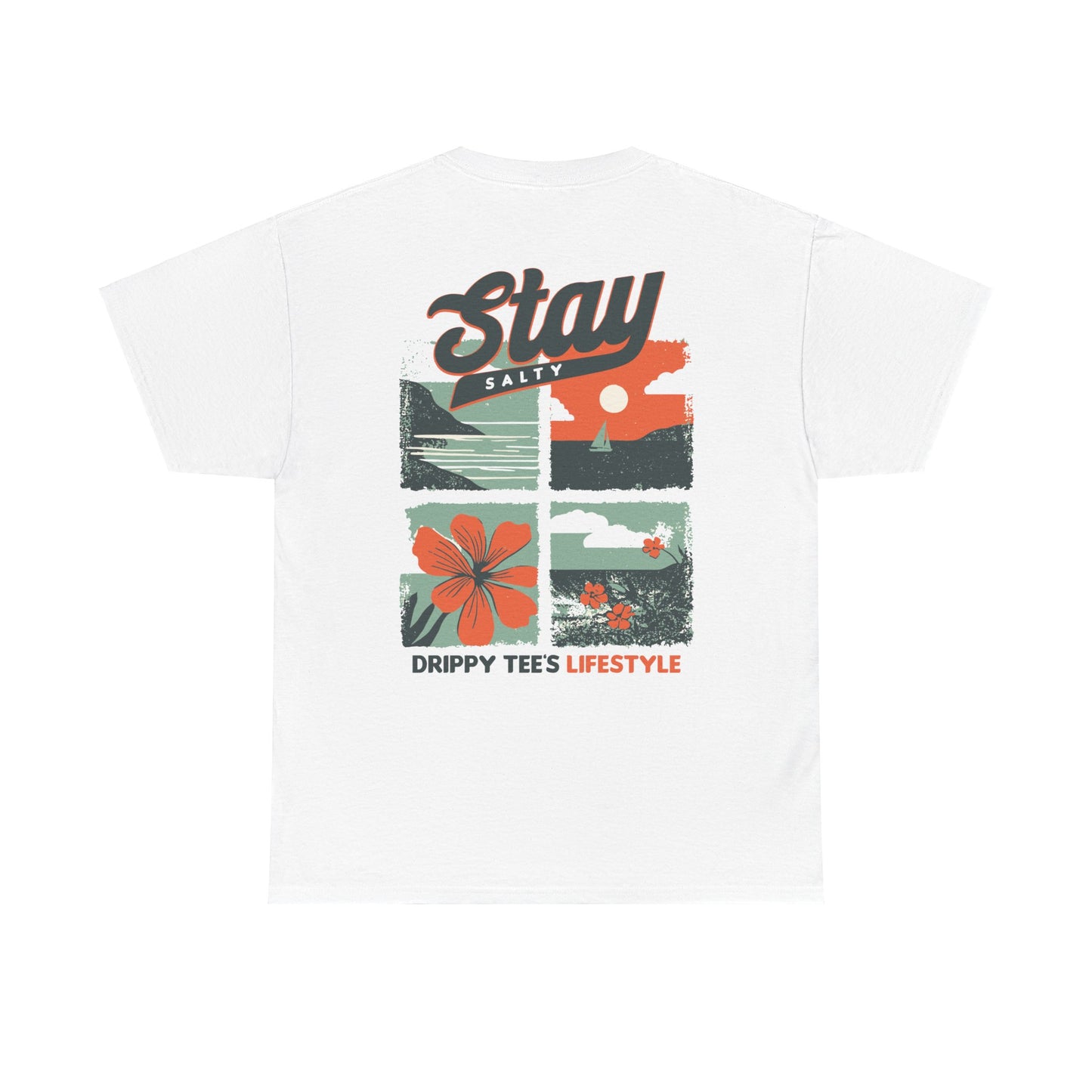Drippy Tee's Stay Salty Unisex Heavy Cotton Tee - Casual Summer Vibes T-Shirt