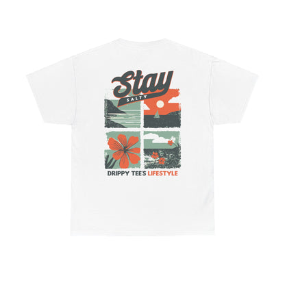 Drippy Tee's Stay Salty Unisex Heavy Cotton Tee - Casual Summer Vibes T-Shirt
