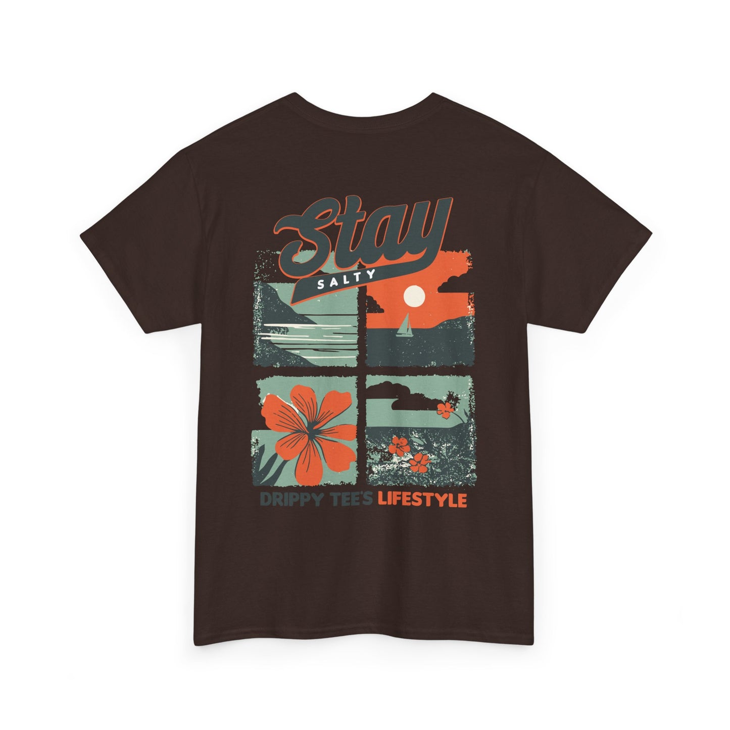Drippy Tee's Stay Salty Unisex Heavy Cotton Tee - Casual Summer Vibes T-Shirt