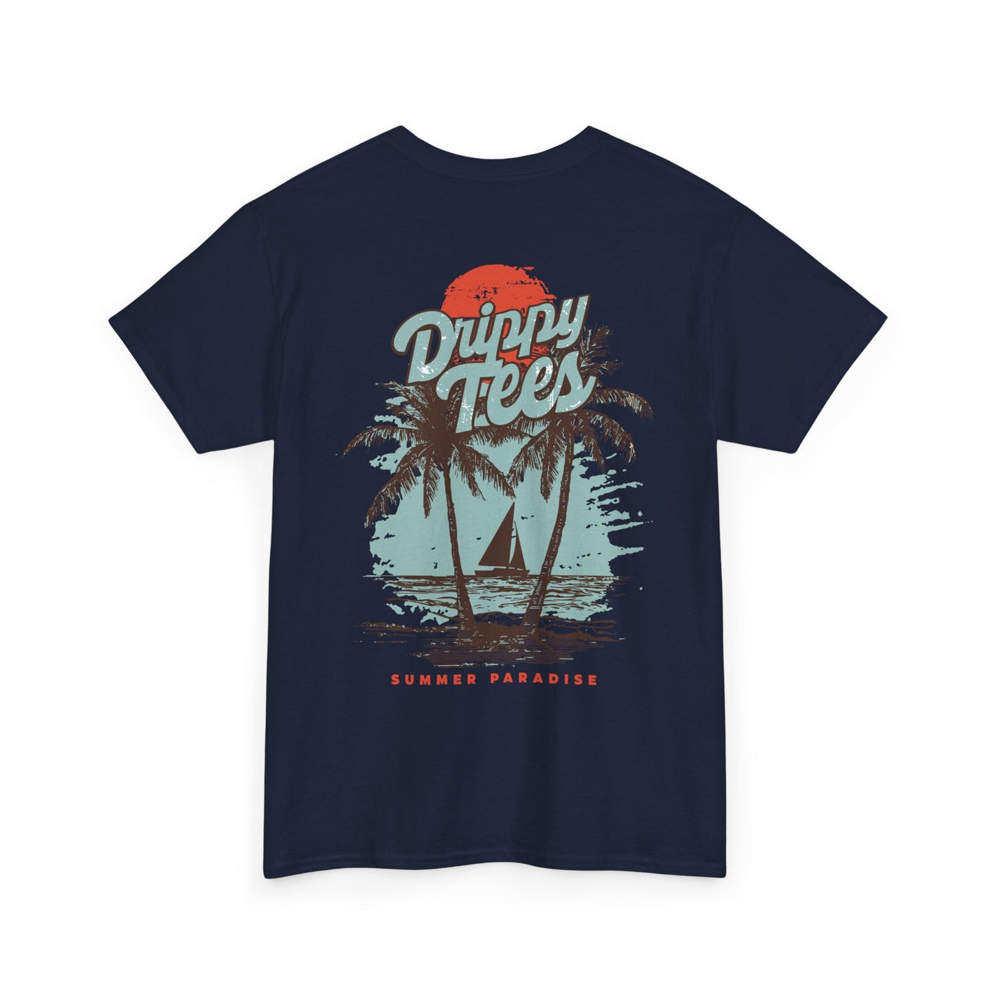 Drippy Tee's Summer Paradise Unisex Heavy Cotton Tee - Retro Beach Vibe Shirt