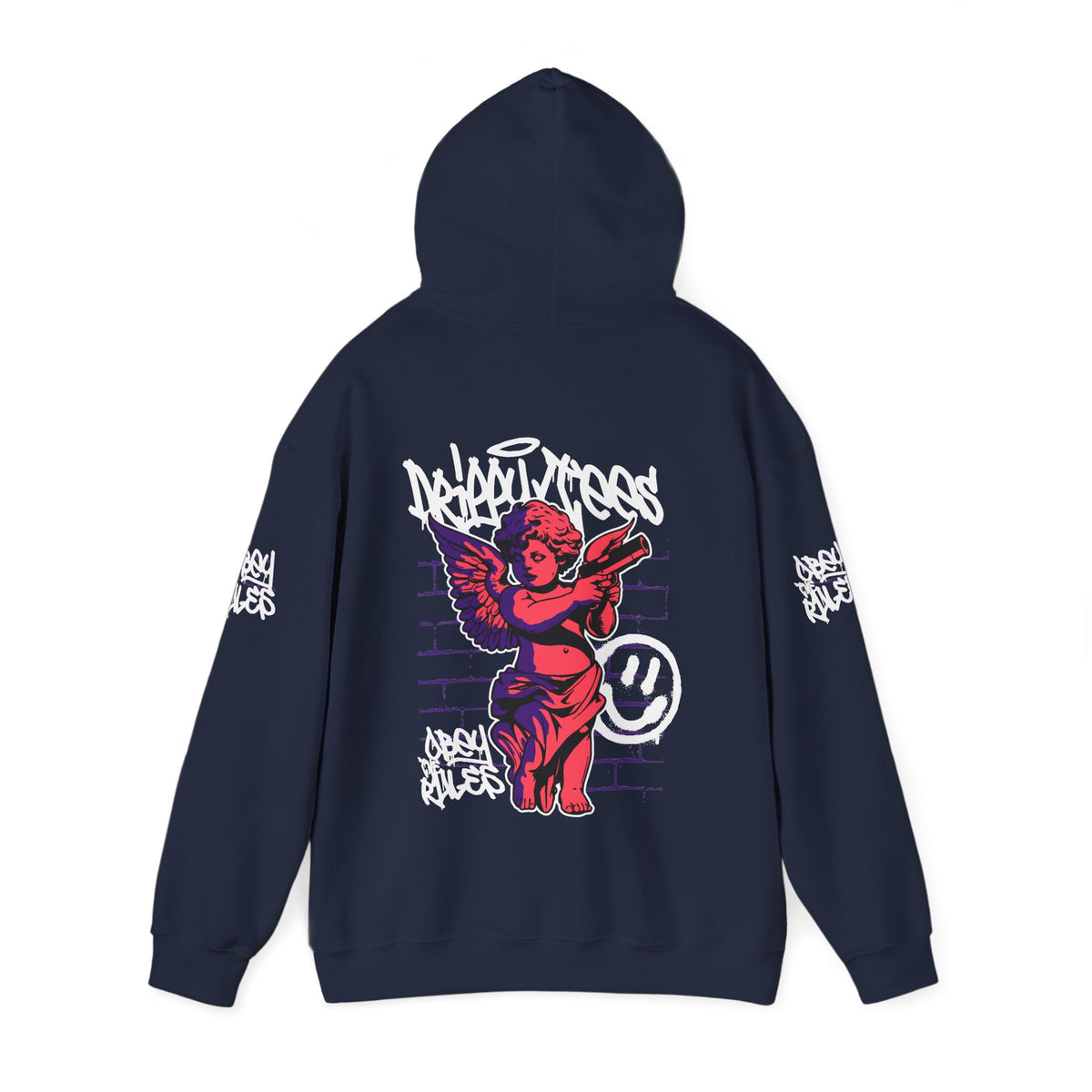DTO Obey The Rules Trendy Unisex Heavy Blend™ Hoodie with Urban Angel Design - Perfect for Streetwear Lovers