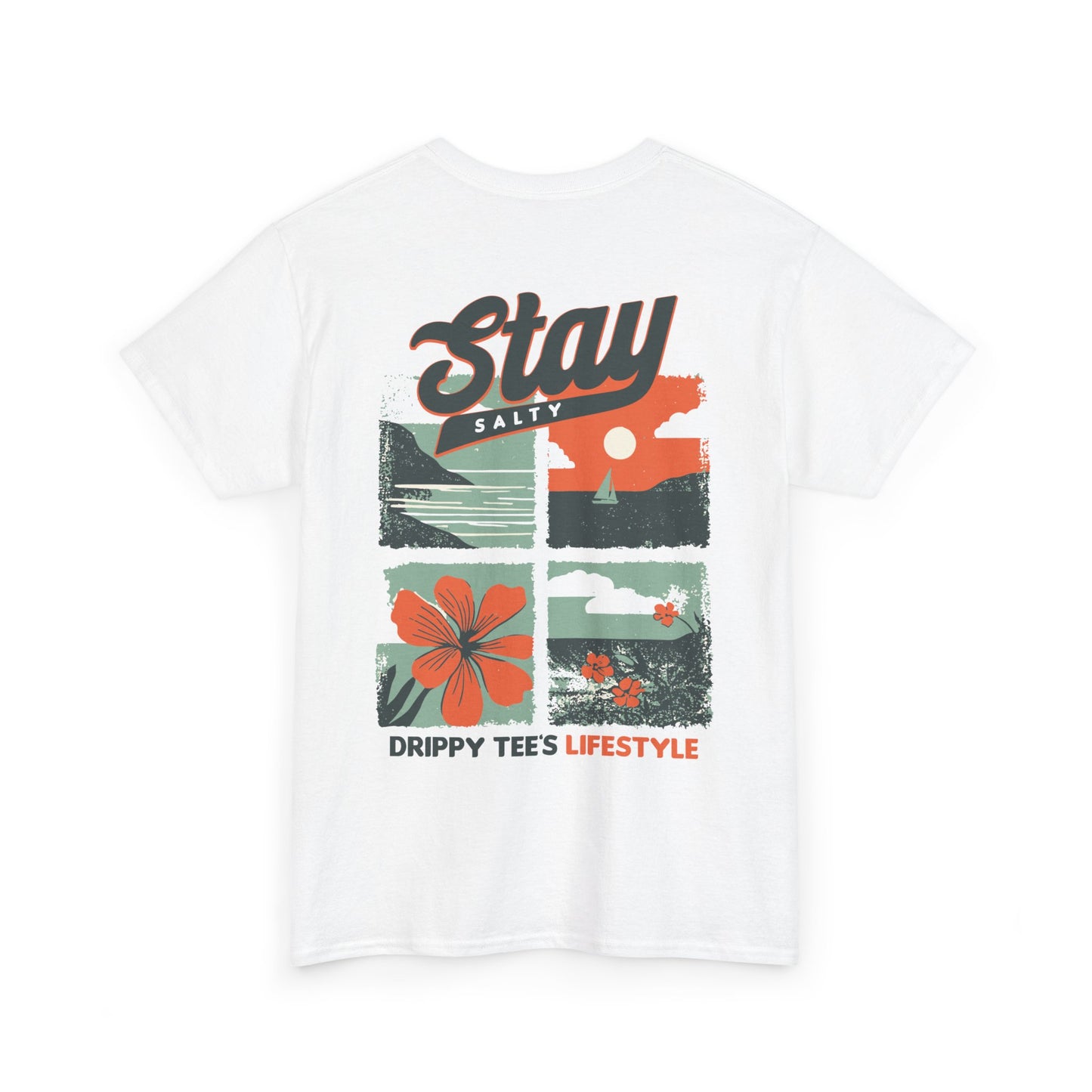 Drippy Tee's Stay Salty Unisex Heavy Cotton Tee - Casual Summer Vibes T-Shirt