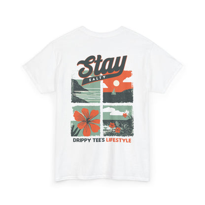 Drippy Tee's Stay Salty Unisex Heavy Cotton Tee - Casual Summer Vibes T-Shirt