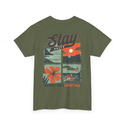 Drippy Tee's Stay Salty Unisex Heavy Cotton Tee - Casual Summer Vibes T-Shirt