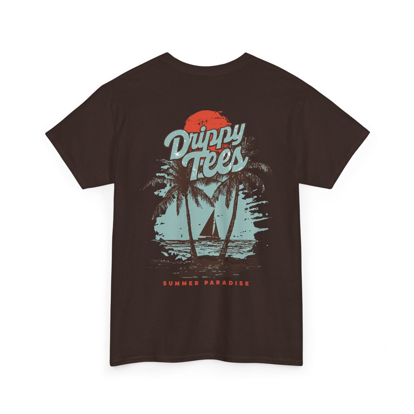 Drippy Tee's Summer Paradise Unisex Heavy Cotton Tee - Retro Beach Vibe Shirt