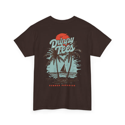 Drippy Tee's Summer Paradise Unisex Heavy Cotton Tee - Retro Beach Vibe Shirt