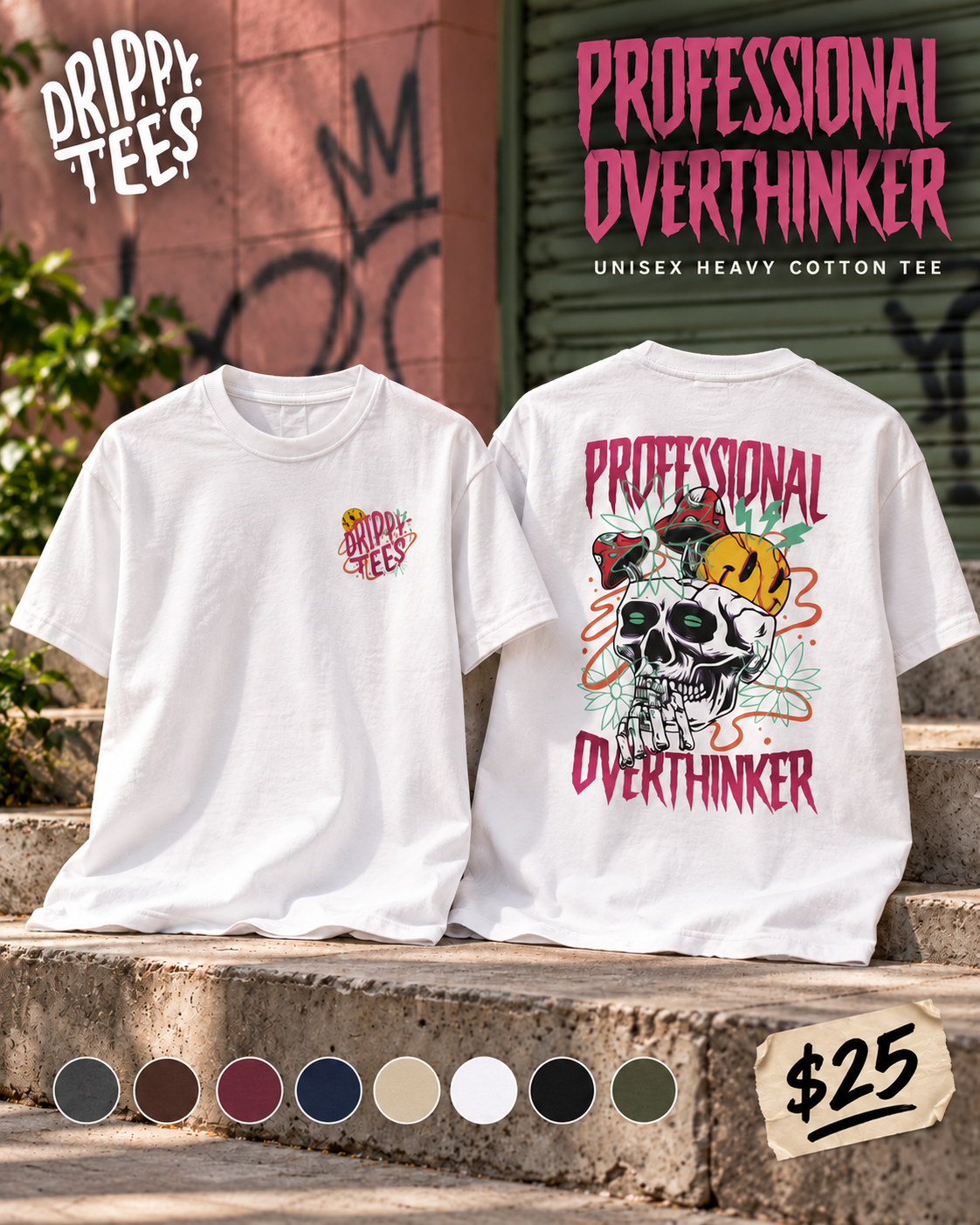 Drippy Tee's Professional Overthinker Unisex Heavy Cotton Tee