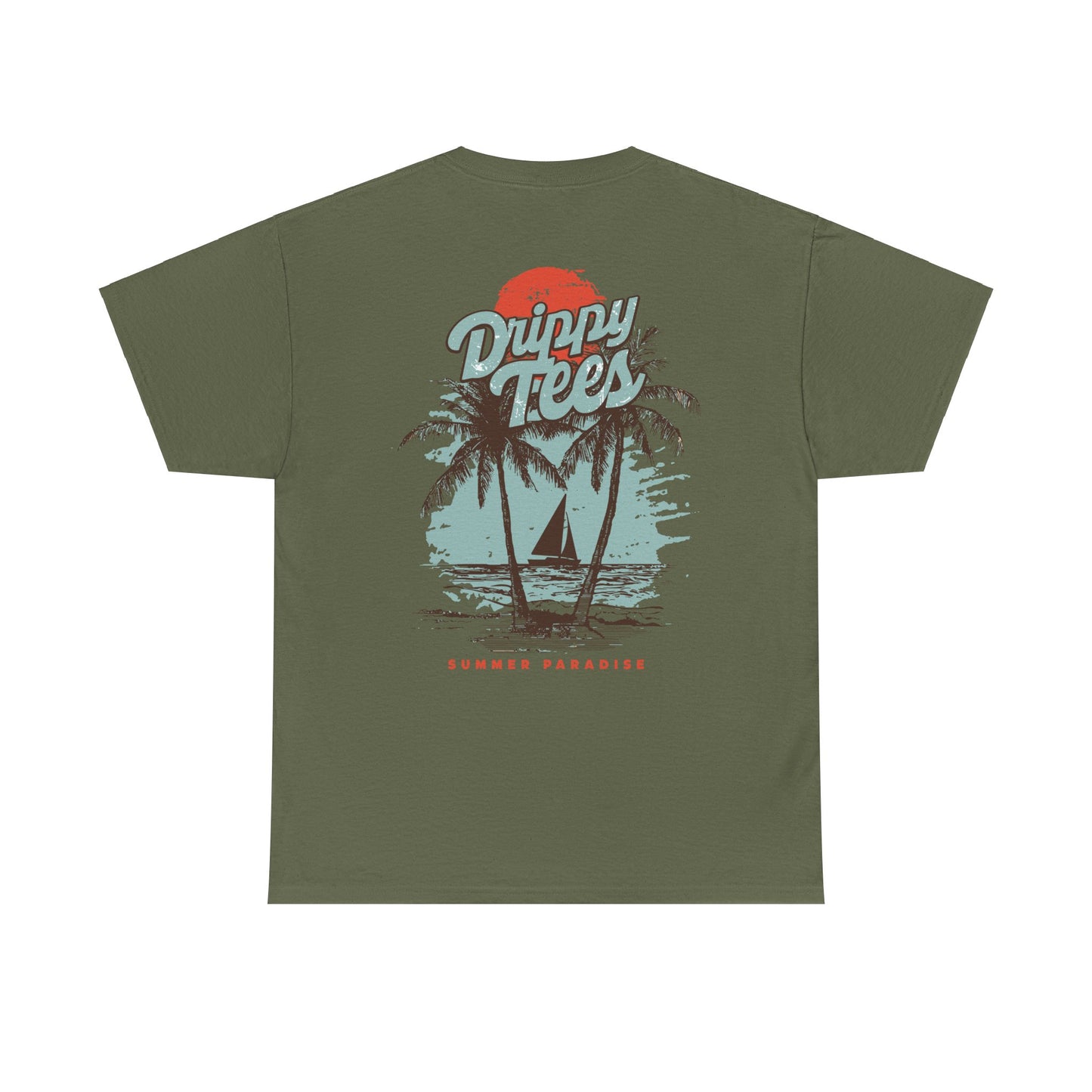 Drippy Tee's Summer Paradise Unisex Heavy Cotton Tee - Retro Beach Vibe Shirt