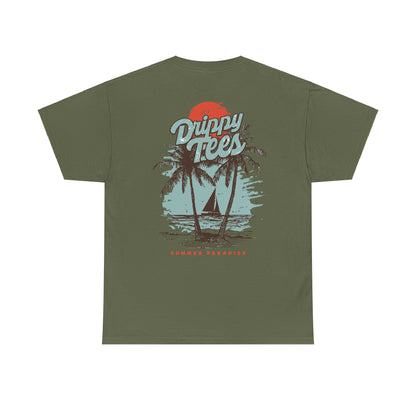 Drippy Tee's Summer Paradise Unisex Heavy Cotton Tee - Retro Beach Vibe Shirt