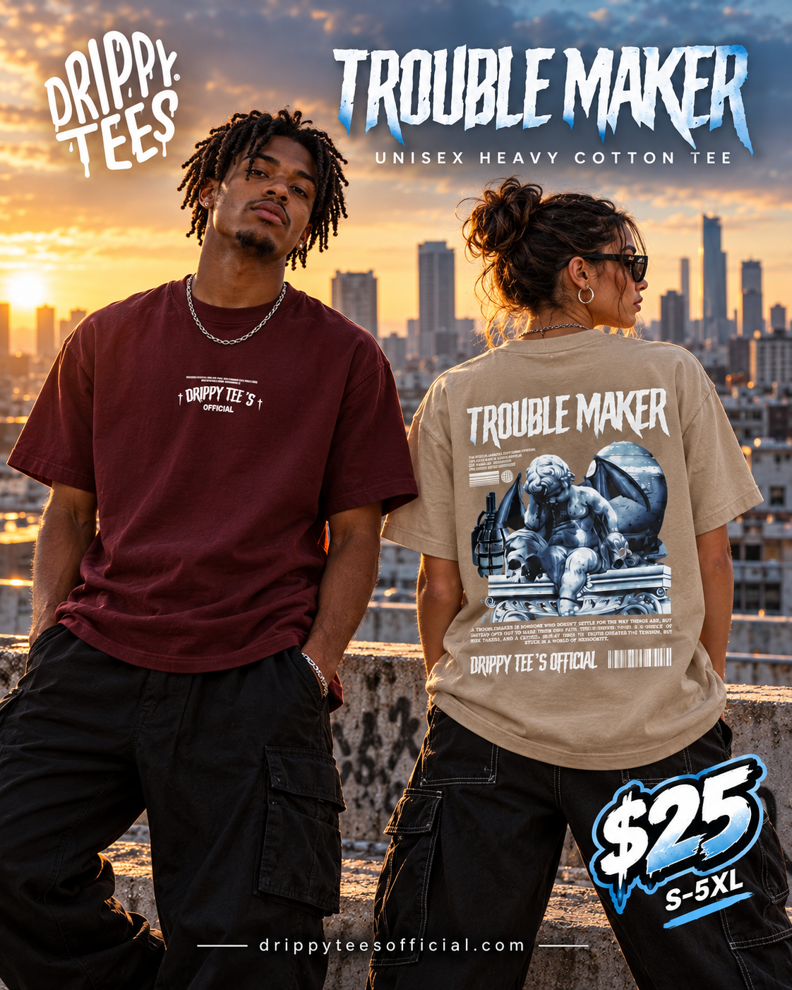 Drippy Tee's Trouble Maker Unisex Heavy Cotton Tee