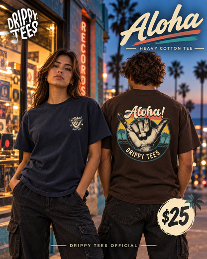 Drippy Tee's Aloha Shirt Unisex Heavy Cotton Tee