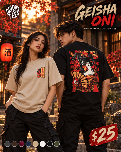 Drippy Tee's Geisha Oni Unisex Heavy Cotton Tee