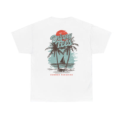 Drippy Tee's Summer Paradise Unisex Heavy Cotton Tee - Retro Beach Vibe Shirt