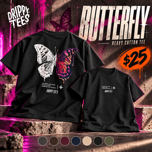 Drippy Tee's Butterfly Unisex Heavy Cotton Tee