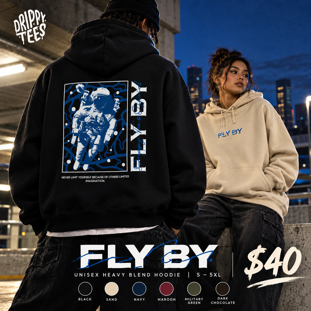 DTO Fly By Astronaut Unisex Heavy Blend™ Hooded Sweatshirt