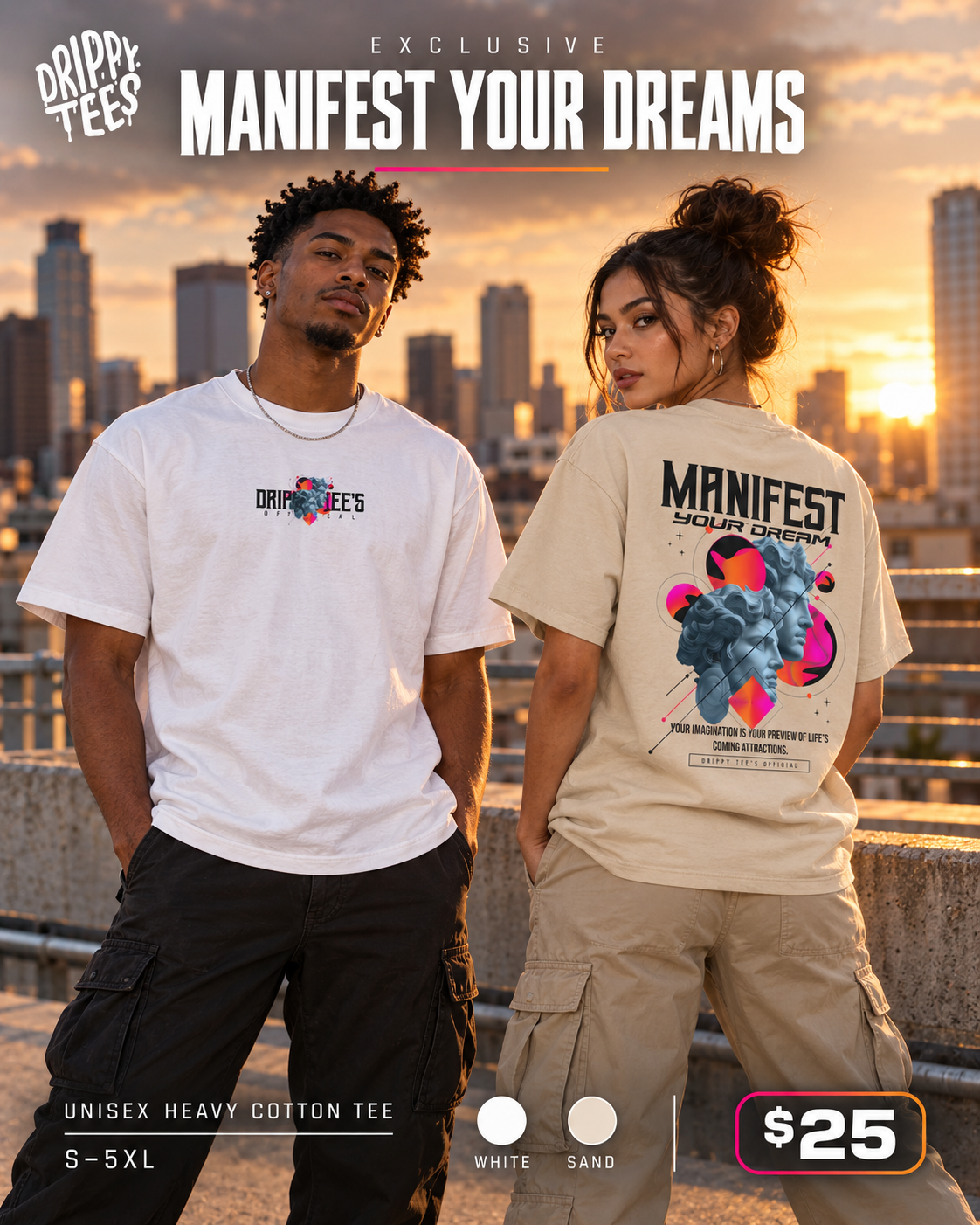 Drippy Tee's EXCLUSIVE Manifest Your Dreams Unisex Heavy Cotton Tee
