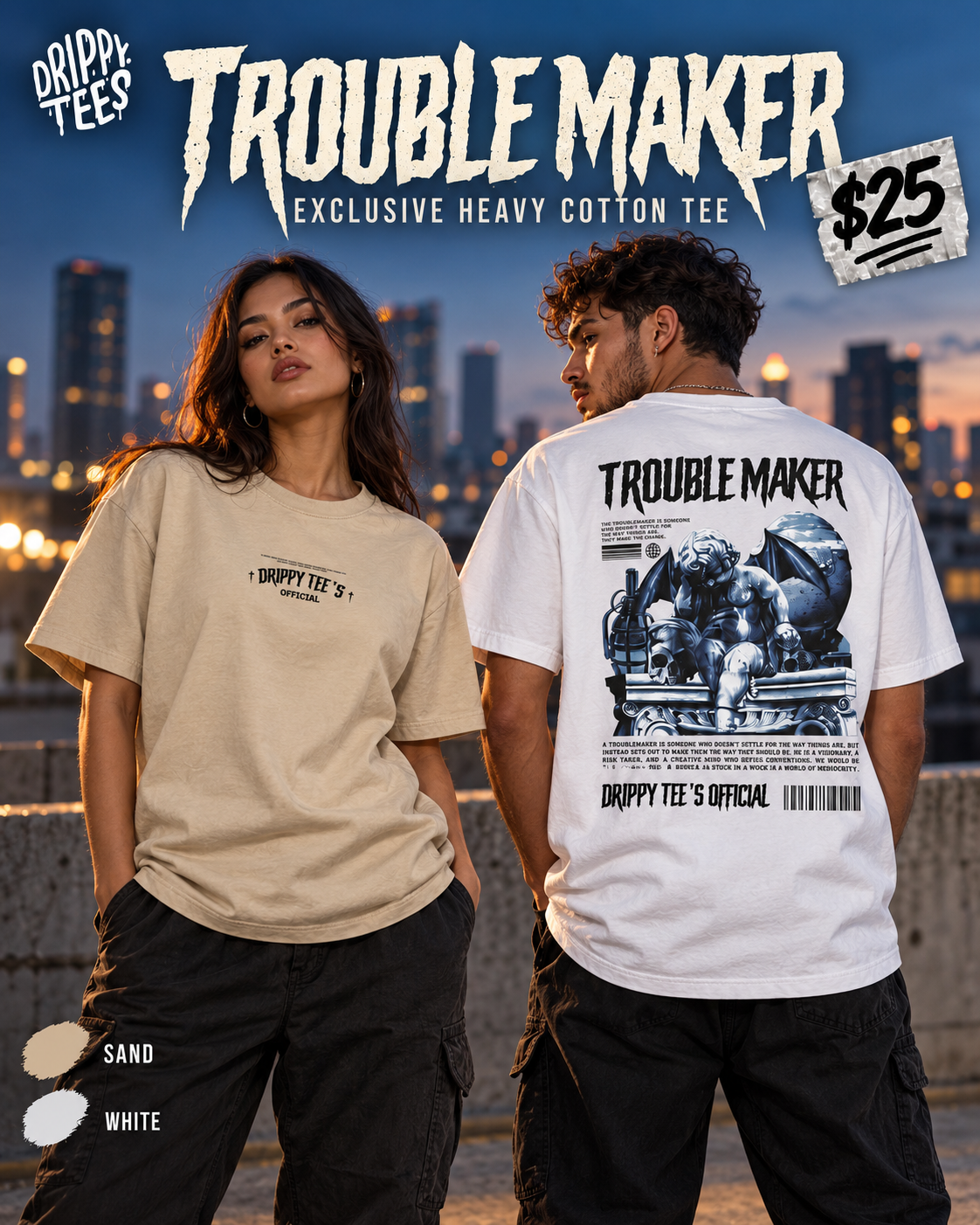 Drippy Tee's EXCLUSIVE Trouble Maker Unisex Heavy Cotton Tee