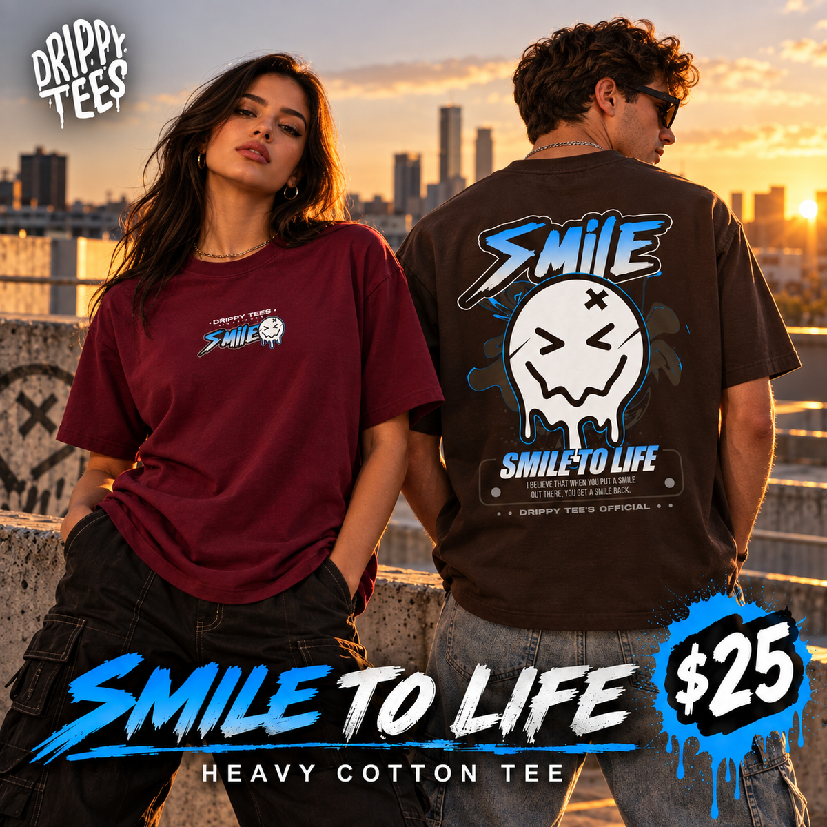 Drippy Tee's Smile To Life Unisex Heavy Cotton Tee