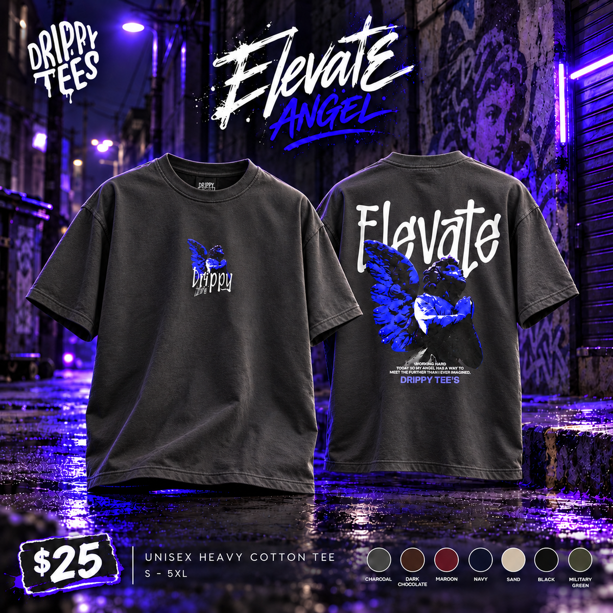 Drippy Tee's Elevate Angel Unisex Heavy Cotton Tee