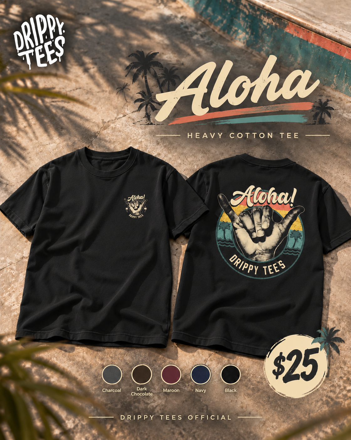 Drippy Tee's Aloha Shirt Unisex Heavy Cotton Tee