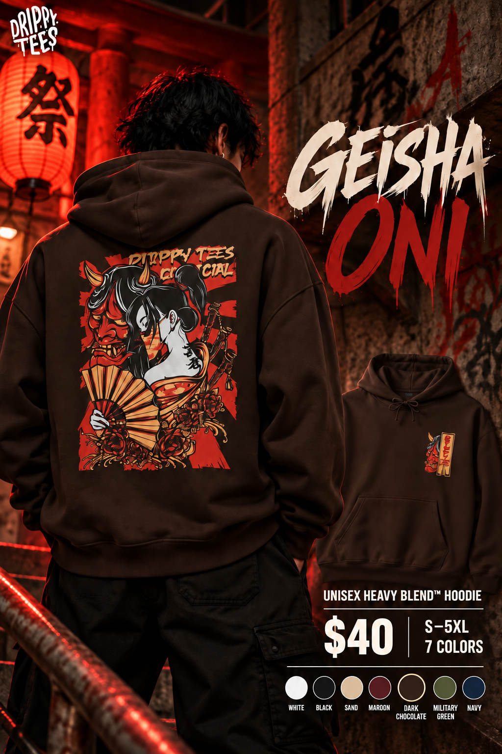 DTO Geisha Oni Unisex Heavy Blend™ Hooded Sweatshirt