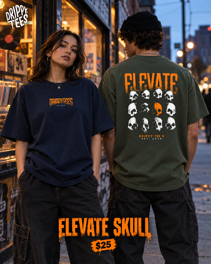 Drippy Tee's Elevate Skull Unisex Heavy Cotton Tee