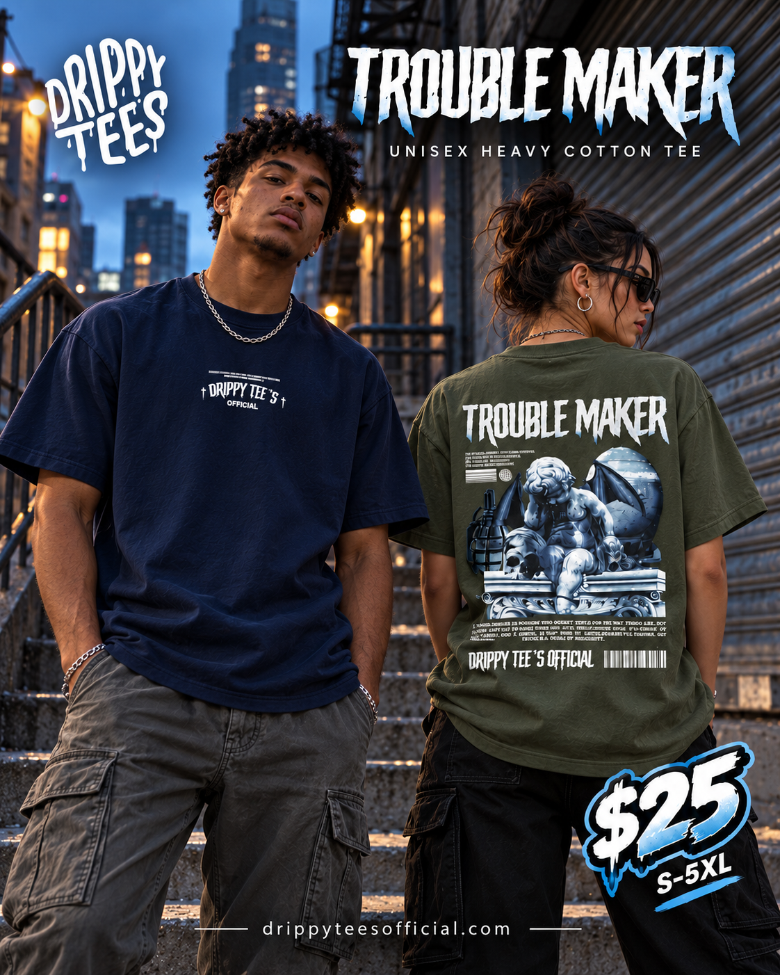 Drippy Tee's Trouble Maker Unisex Heavy Cotton Tee