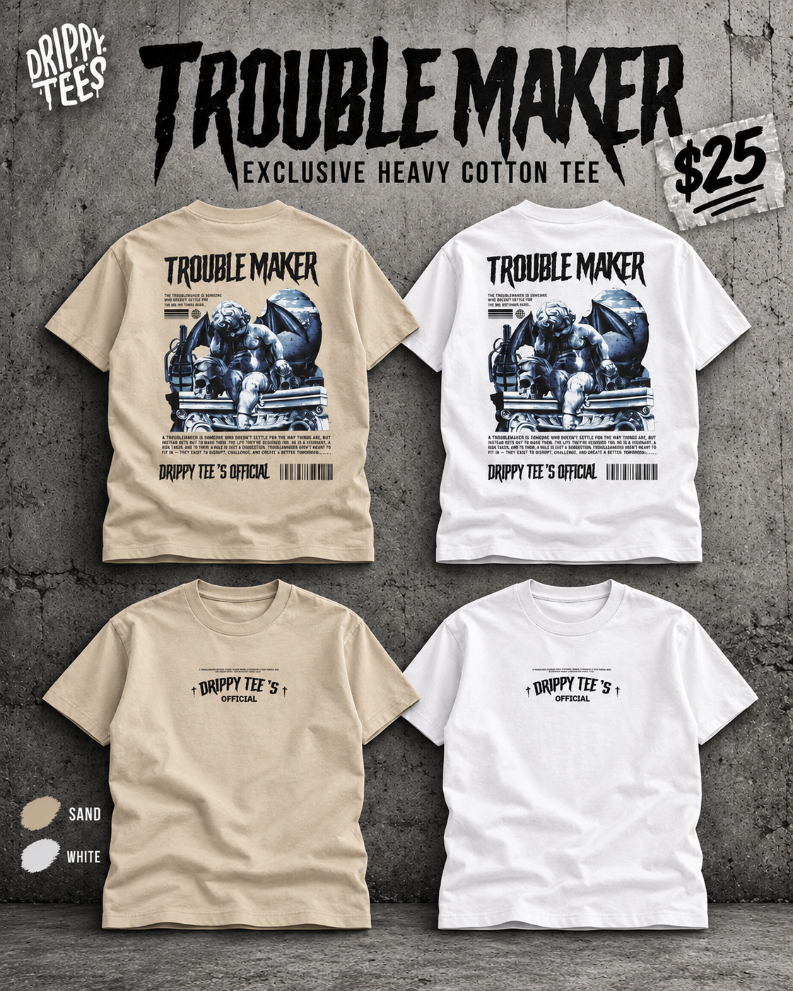 Drippy Tee's EXCLUSIVE Trouble Maker Unisex Heavy Cotton Tee