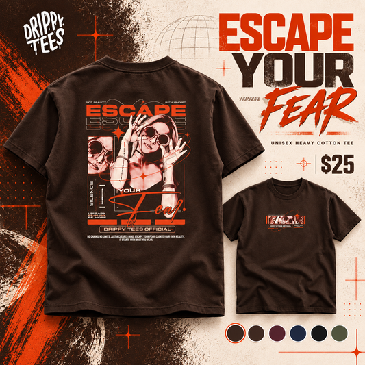 Drippy Tee's Escape Your Fear Unisex Heavy Cotton Tee