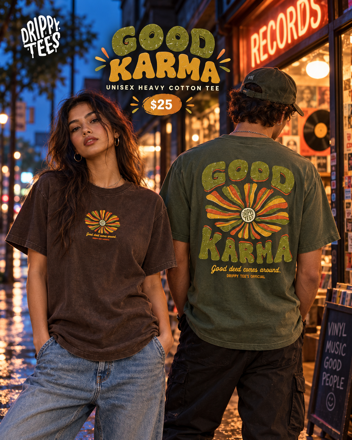 Drippy Tee's Good Karma Unisex Heavy Cotton Tee