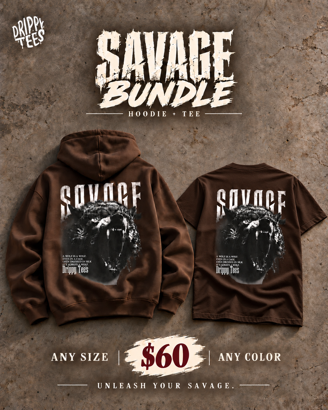 DTO | Savage Bundle | Savage Wolf Gang Hoodie + Savage Tee
